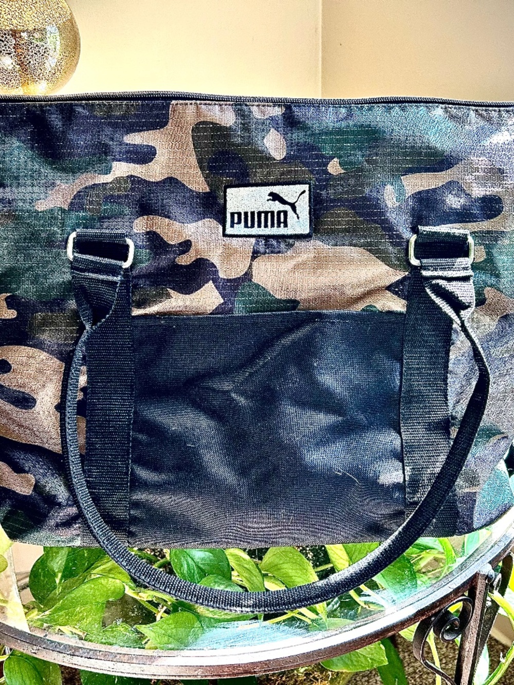 PUMA Camouflage Large Duffel Bag 20L Polyester Zip, Adjustable Strap